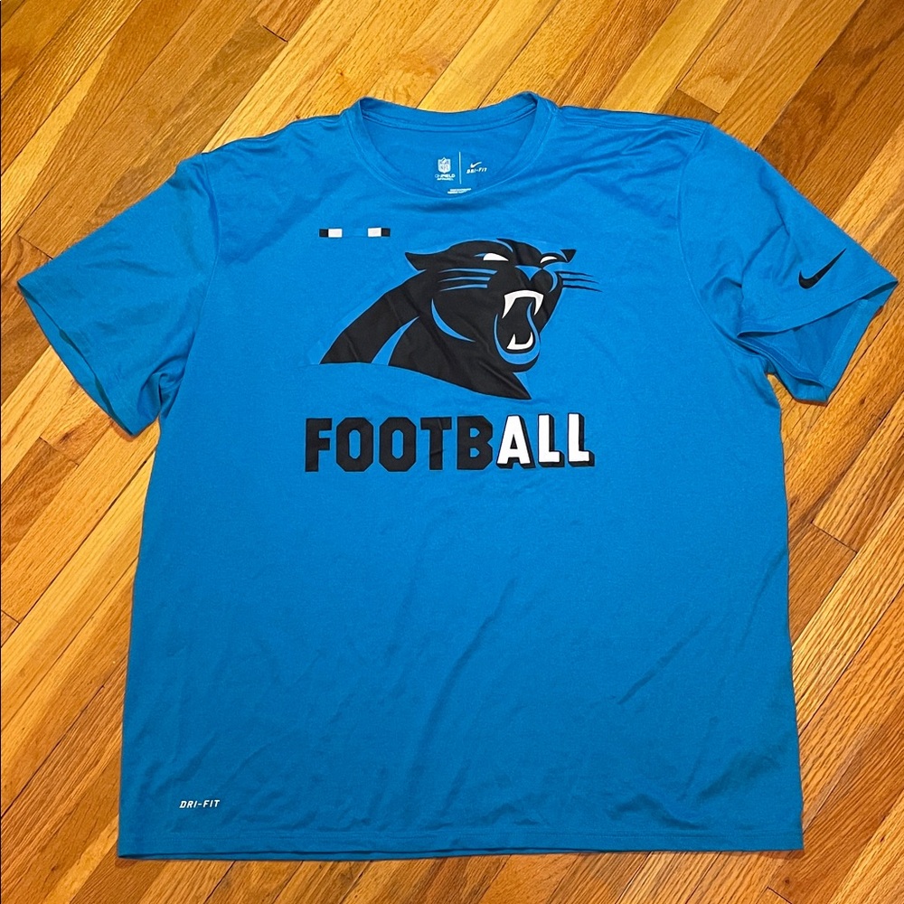 ⭐️NWOT NIKE NFL Carolina Panthers Dri-fit Blue Football Team Logo Sporty TShirt